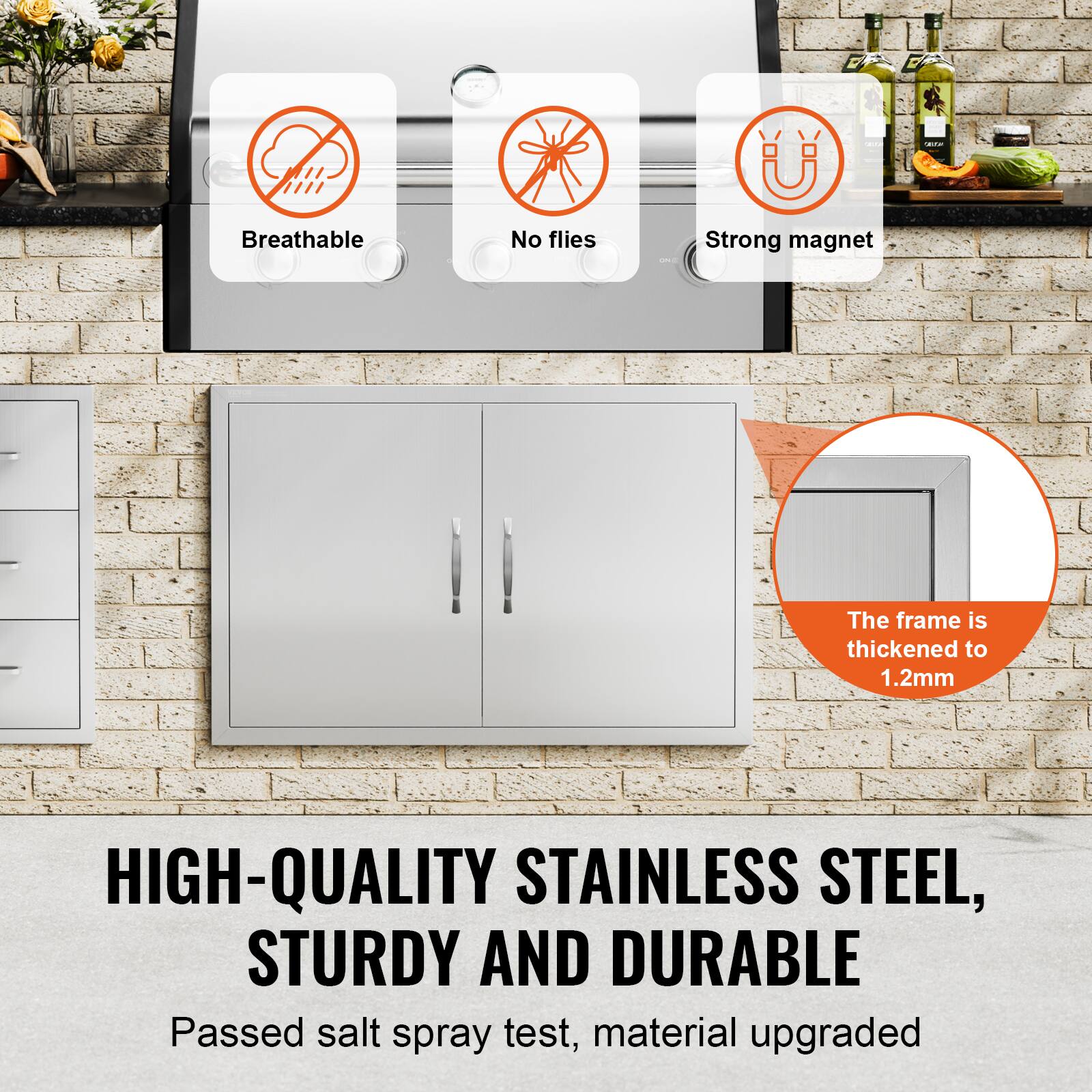 - Breathable
- No flies
- Strong magnet
- The frame is thickened to 1.2mm
- HIGH-QUALITY STAINLESS STEEL, STURDY AND DURABLE
- Passed salt spray test, material upgraded
