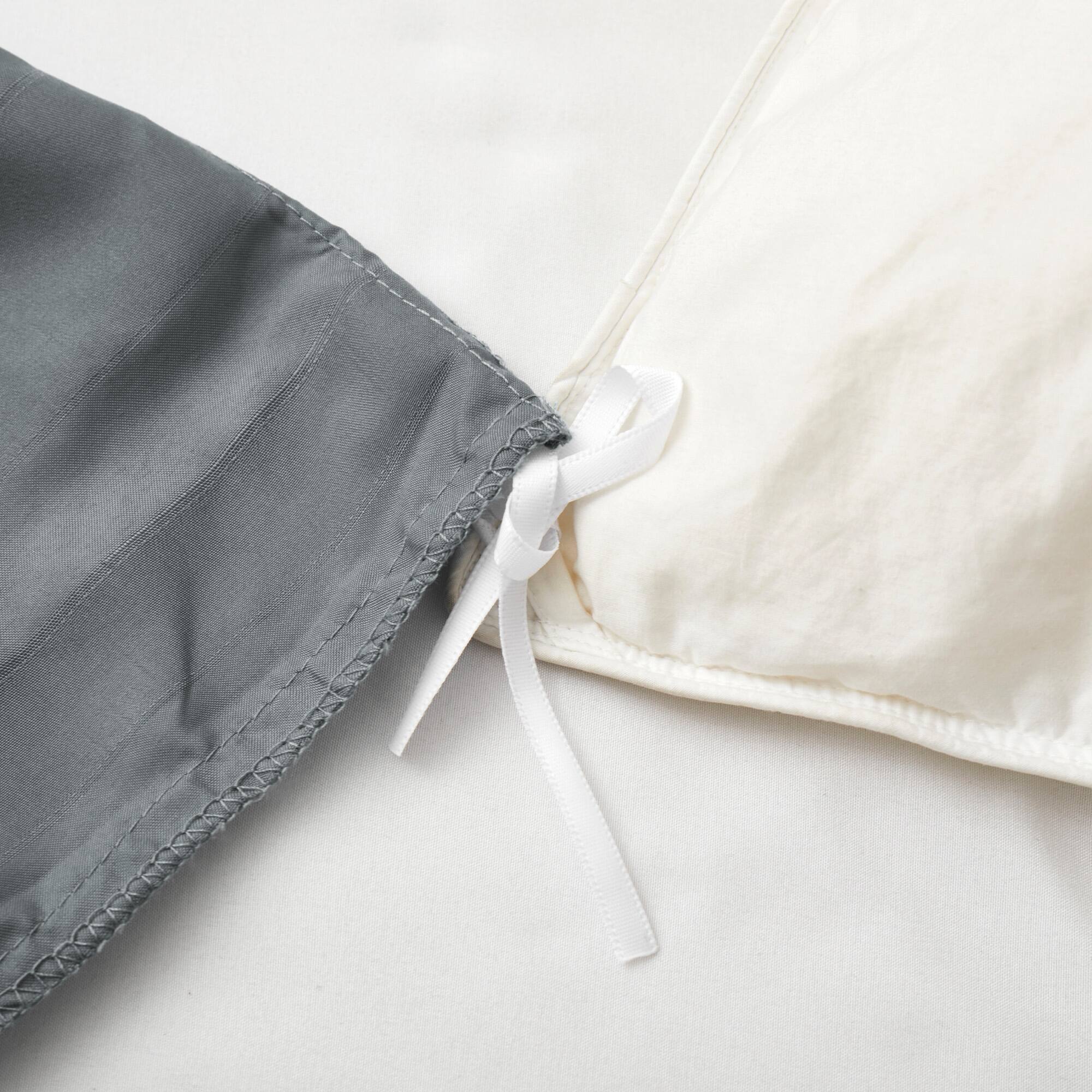 Back. Peace Nest - Peace Nest Microfiber Tufted Clipped Duvet Cover Set with Stripe Pattern - Cross Dark Gray.