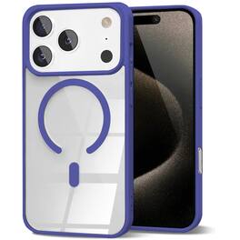 Entronix - Magnetic Case for iPhone 17 Pro - Clear Back Soft Matte Frame - Navy Blue