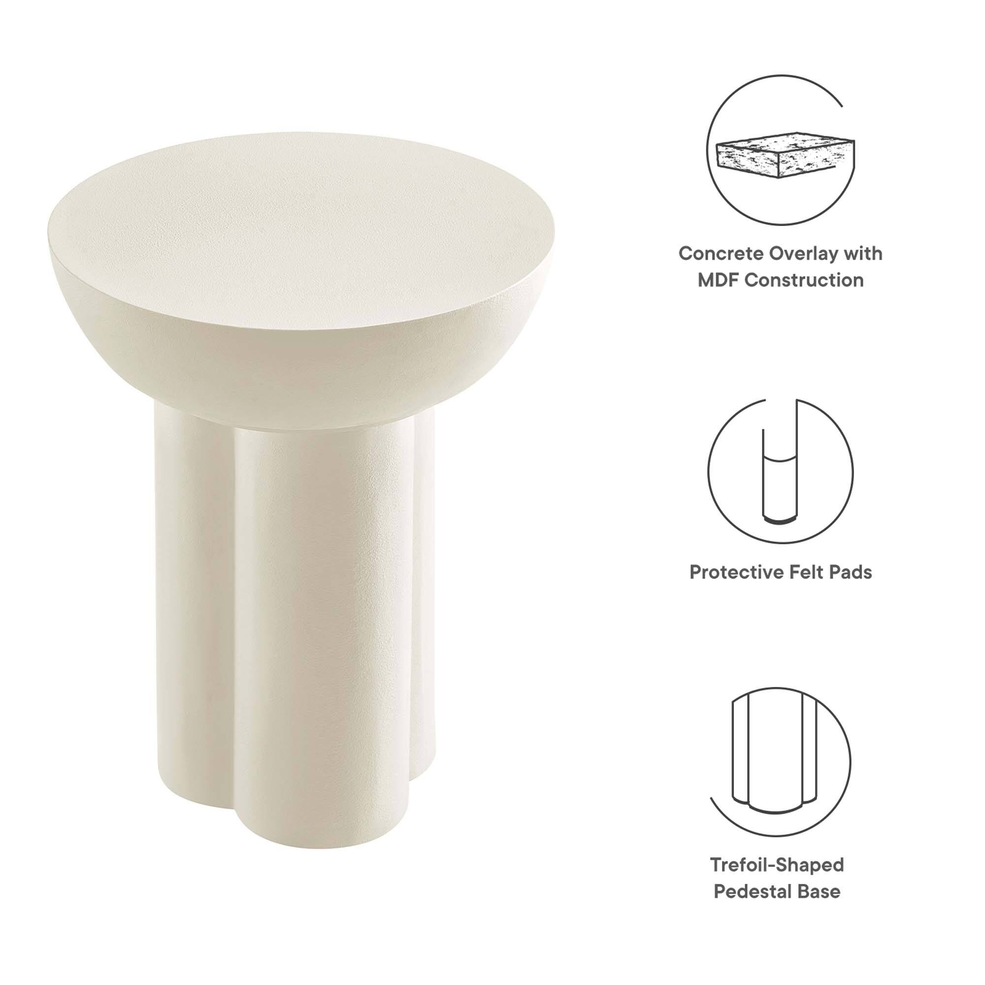 Concrete Overlay with MDF Construction  
Protective Felt Pads  
Trefoil-Shaped Pedestal Base