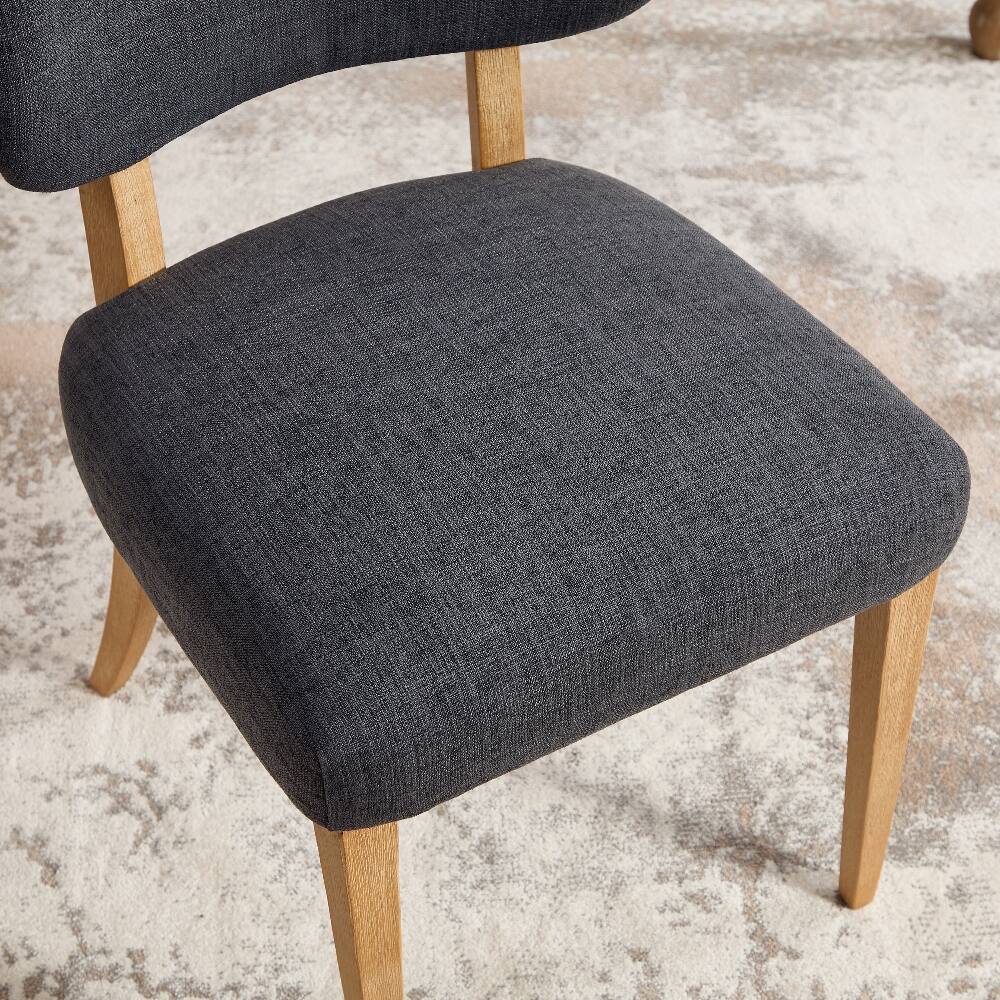 Alt View 10. Loheer - Loheer Wooden Dining Chairs Set of 2 Dark Grey Fabric Upholstered Modern Farmhouse Kitchen Chairs for Small Space - Dark Grey.