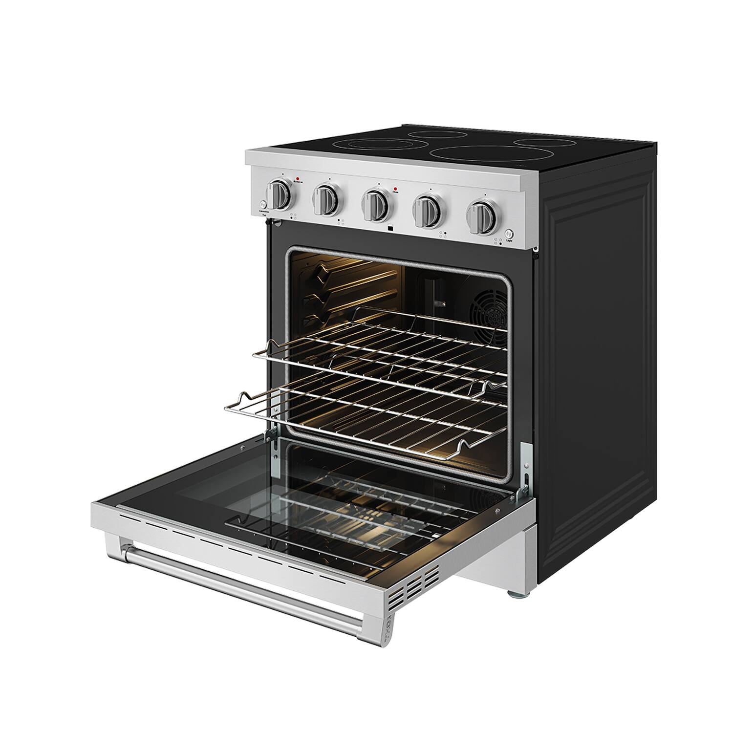 Alt View 4. Thor Kitchen - 4.55 Cu. Ft Freestanding Electric Convection Range - Stainless steel.