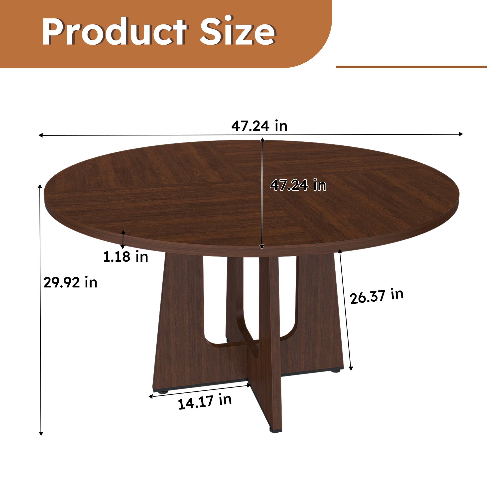 Product Size

- Diameter: 47.24 in
- Height: 29.92 in
- Width: 26.37 in
- Thickness: 1.18 in
- Base Width: 14.17 in