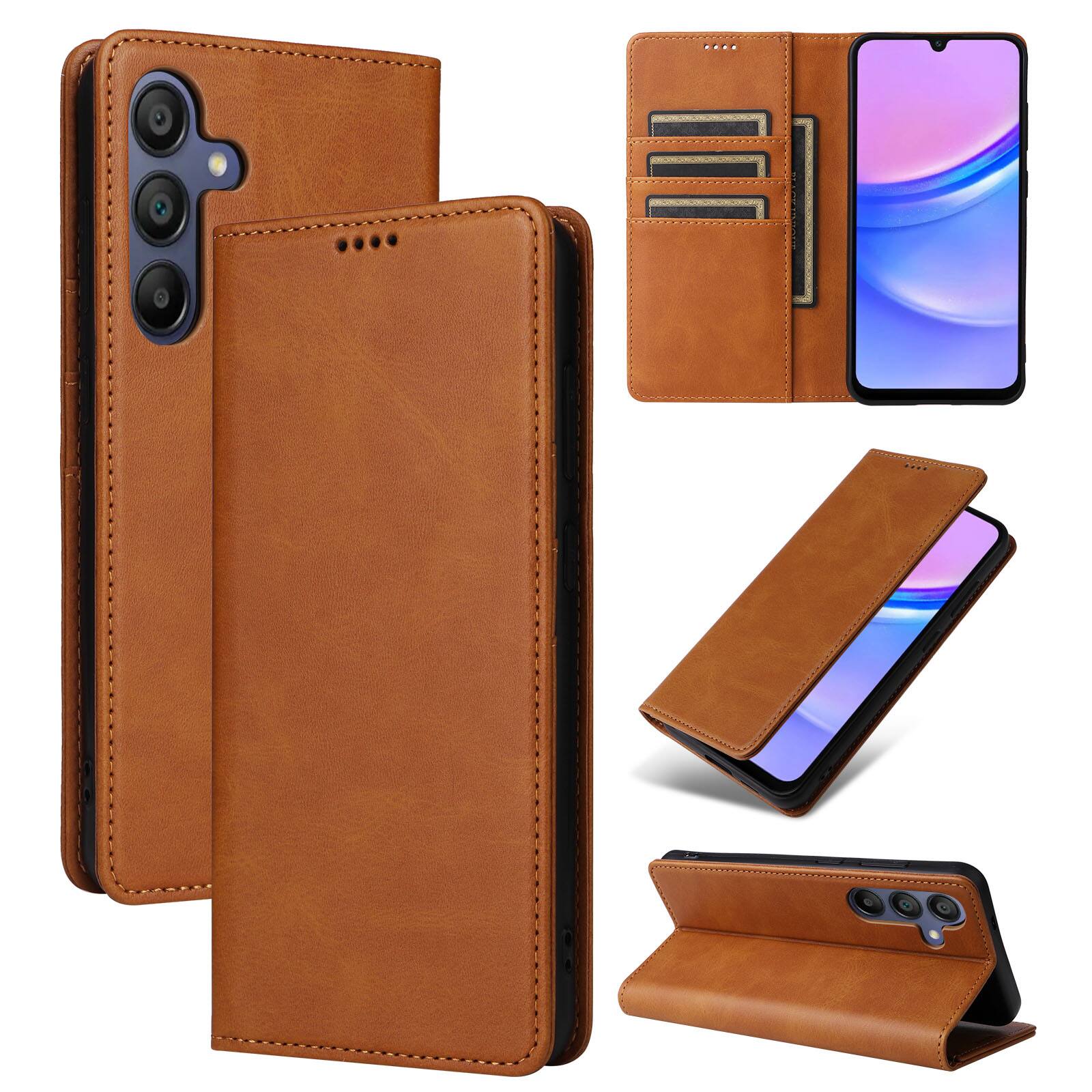 Front. Dteck - Case for Samsung Galaxy A16 5G,Wallet Case with Card Holder for Women Men,Shockproof PU Leather Flip Kickstand Cover - Brown.