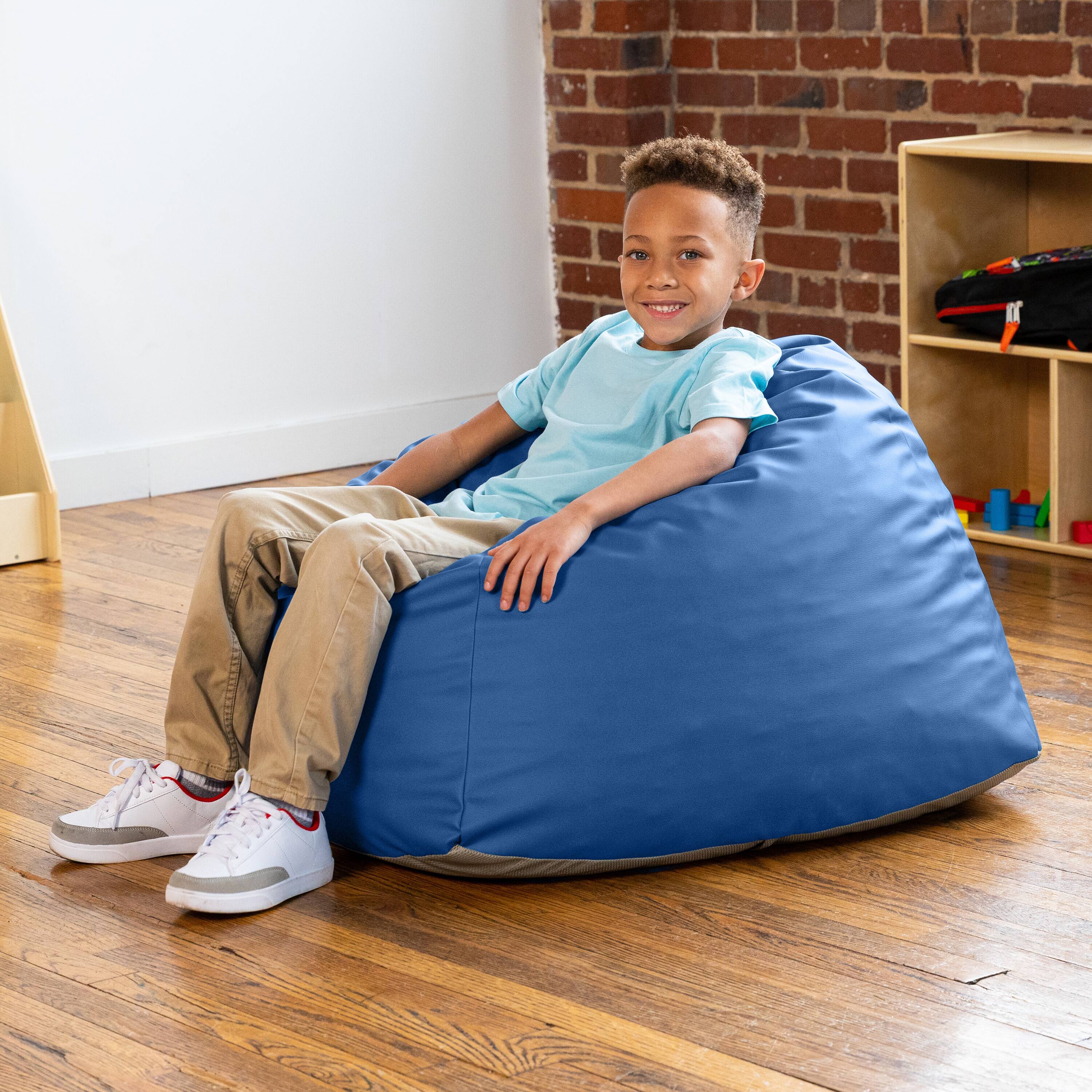 Back. Jaxx - Jaxx Gumdrop Jr. Kids Bean Bag for Early Childhood & Educational Environments, Premium Vinyl - Royal Blue - Royal Blue.