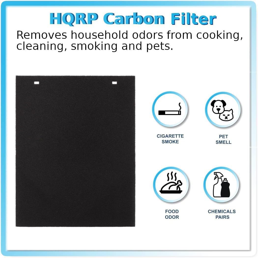 HQRP Carbon Filter  
Removes household odors from cooking, cleaning, smoking and pets.  

- CIGARETTE SMOKE  
- PET SMELL  
- FOOD ODOR  
- CHEMICALS PAIRS