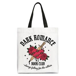 OrnamentallyYou - Dark Romance Book Club Canvas Tote Bag, Vintage Gothic Romantasy Bookish Gift Shopper - White Black
