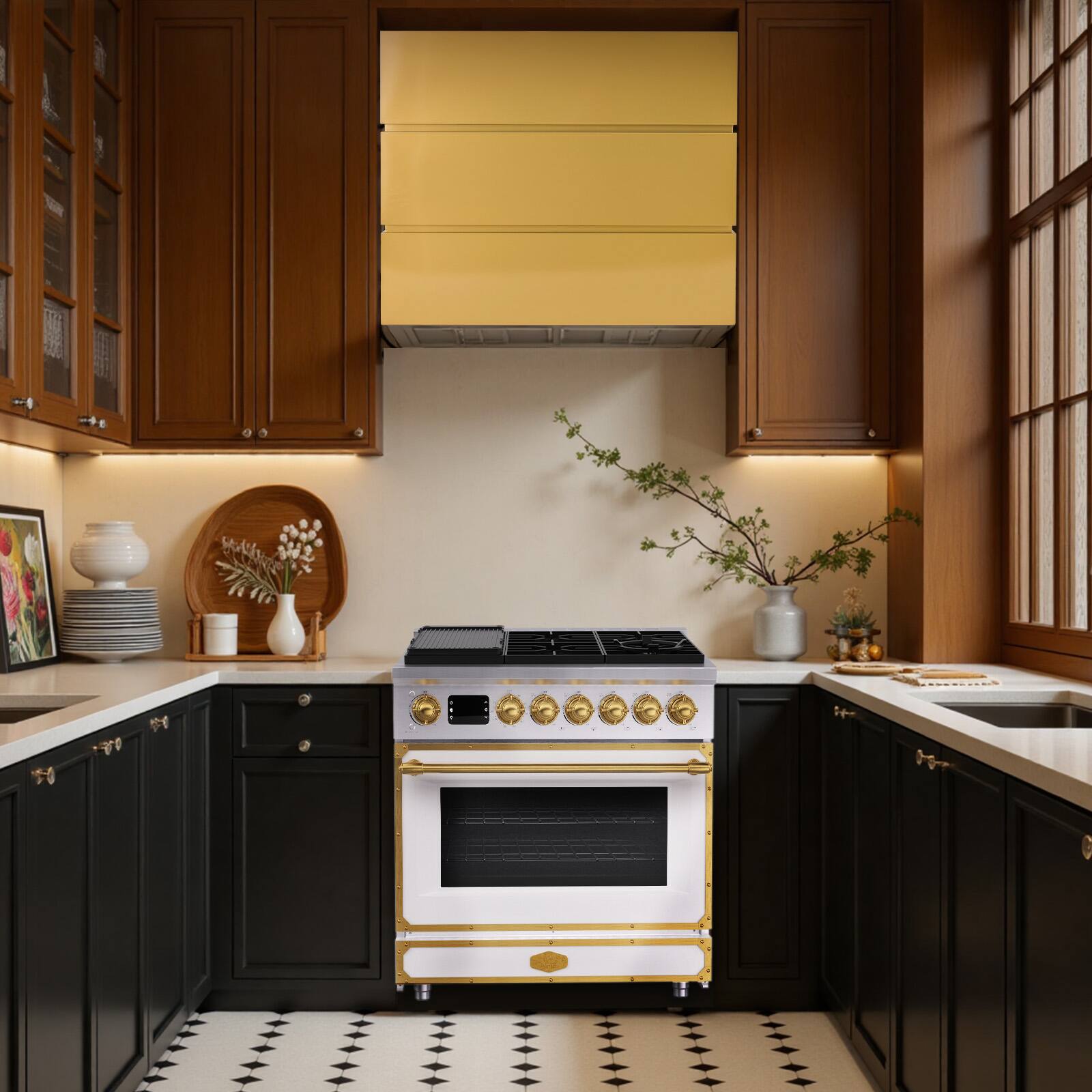 Alt View 8. Akicon - Akicon 6.7 Cu.ft Freestanding Gas Rapid Convection Range with 8 Sealed Burners and Cast Iron Grates in Satin White - Satin White.
