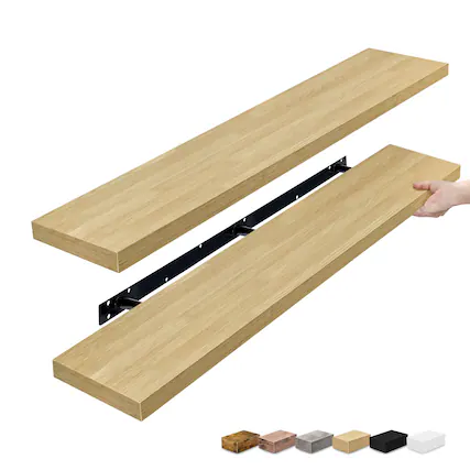 Front. Sorbus - Sorbus Floating Shelves for Wall - 55 Inch Extra-Long Bathroom Shelves, Floating Shelf with Hidden Brackets (2 Pack) - Maple.