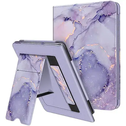 Front. Kitcheniva - Kindle Paperwhite 10th Generation 2018 Case With Hand Strap And Folding Stand Lilac Marble - Lilac Marble.