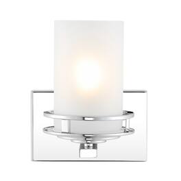 Jonathan Y - Fairfax 7.13" 1-Light Metal/Frosted Glass Contemporary Glam LED Vanity Light - Chrome