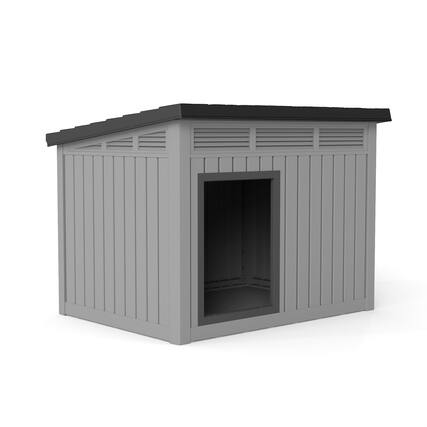 Front. Decksplore - Decksplore Large Dog House Plastic Pet Shelter with Ventilation All-Weather Outdoor.