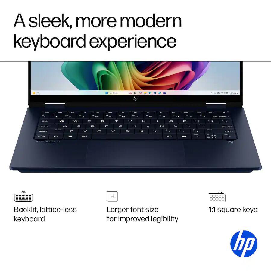 A sleek, more modern keyboard experience

Backlit, lattice-less keyboard
Larger font size for improved legibility
1:1 square keys