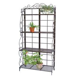 SlickBlue - Indoor Outdoor Planter Stand with 4 Shelves – Multi-Tier Plant Display Rack for Home or Garden - Black