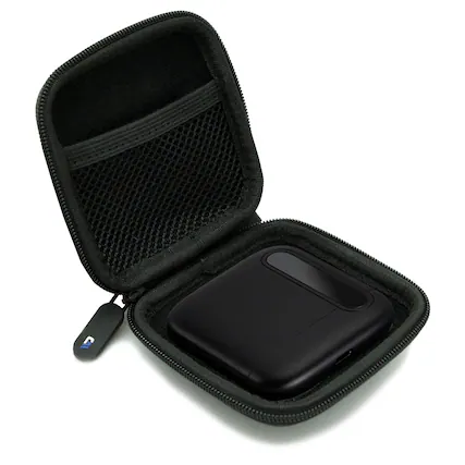 Front. CASEMATIX - Hard Travel Case for Crucial X6 4TB Portable SSD with Accessory Pocket — Black External Hard Drive Storage.