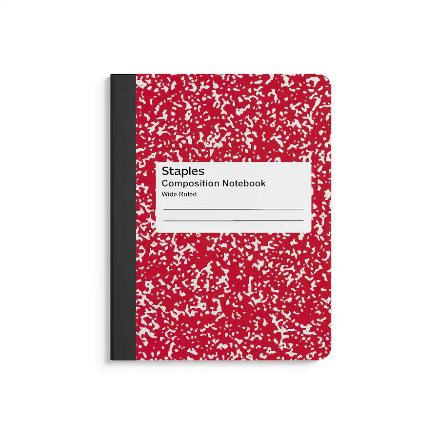 Red Comp Notebook Staples Composition Notebook, 9.75” x 7.5”, Wide Ruled, 100 Sheets, Red ...