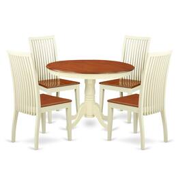 East West Furniture - Dining Room Set Buttermilk & Cherry - Brown