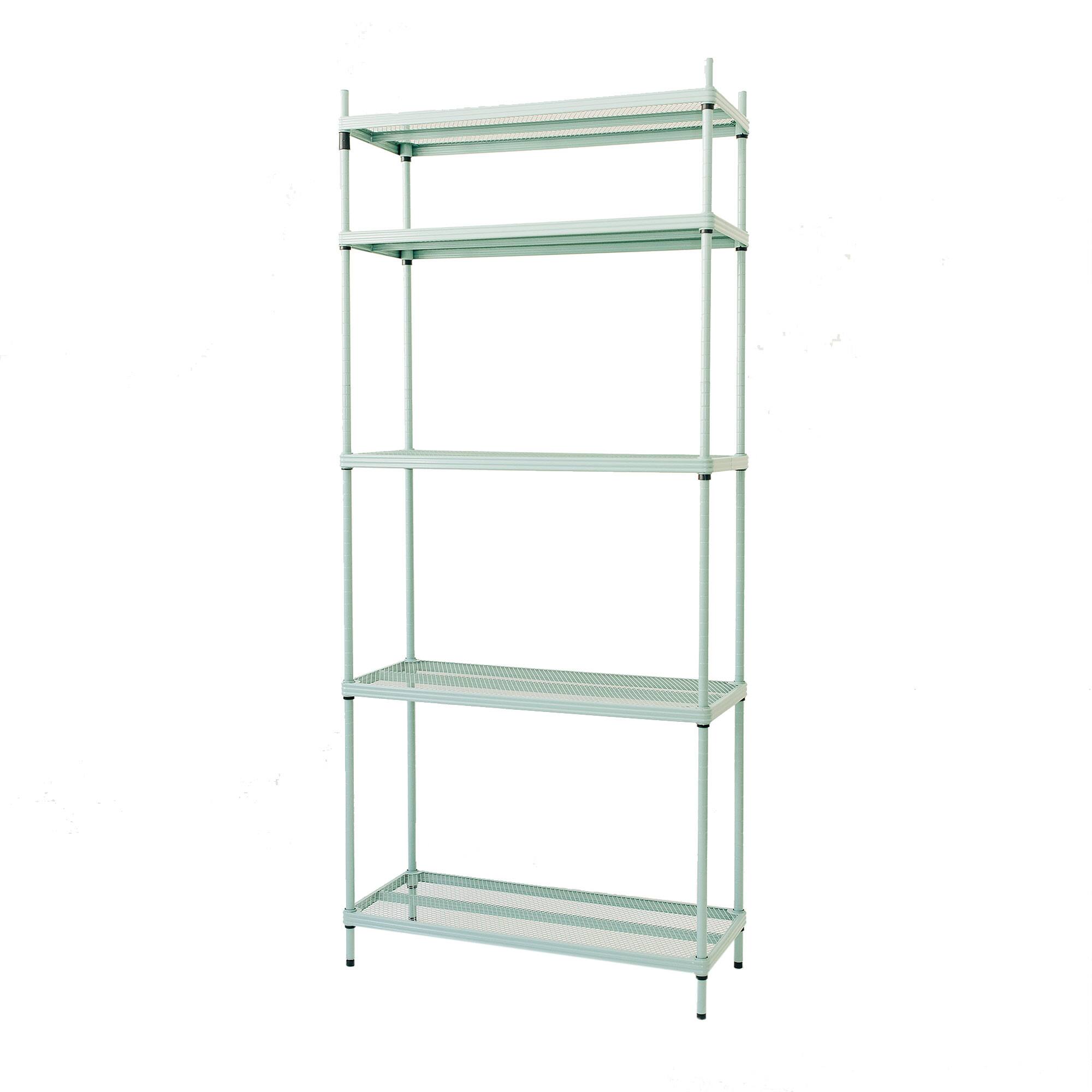 Alt View 5. Design Ideas - Design Ideas MeshWorks 5 Tier Metal Storage Shelving Unit Rack Bookshelf, Green - Sage Green.