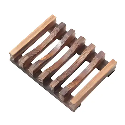 Front. Kitcheniva - Self-Draining Wooden Soap Dish 1 Pcs - Charred Wood Soap Holder.