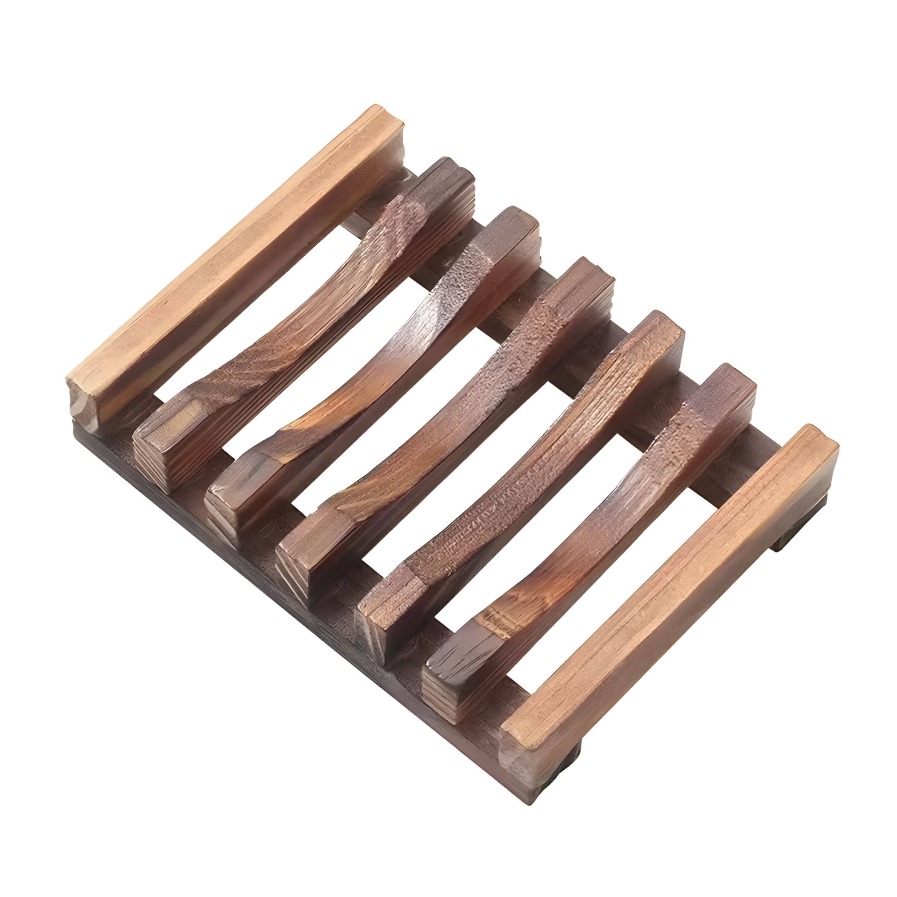 Front. Kitcheniva - Self-Draining Wooden Soap Dish 1 Pcs - Charred Wood Soap Holder.