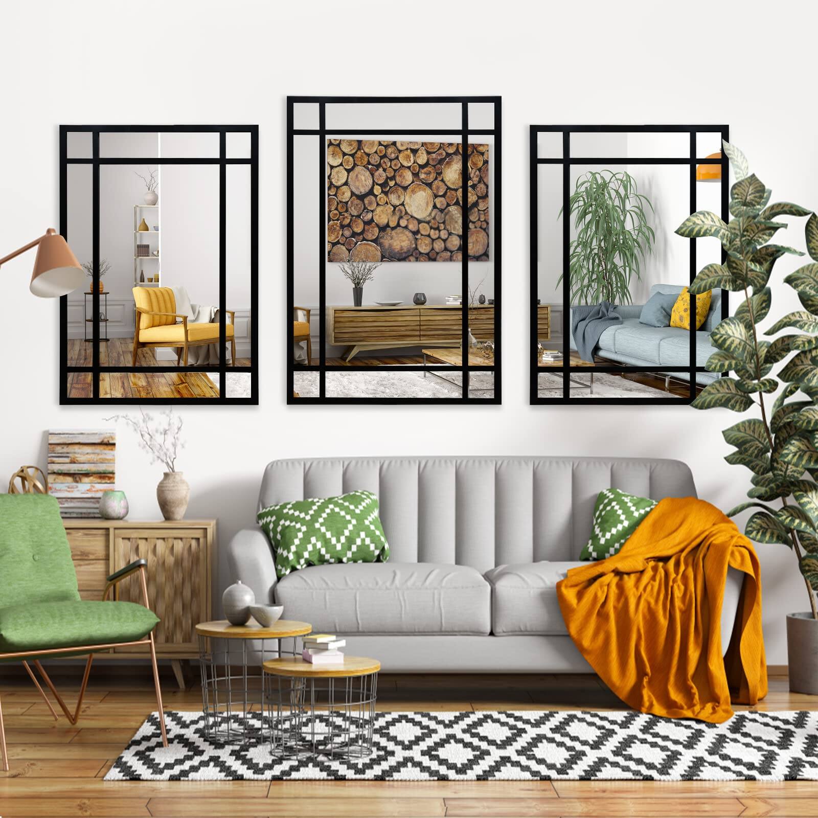 Alt View 6. TECH SAFARI - Rectangle Mirror Farmhouse Decorative Wall For Entryway Living Room Bedroom Hallway Fireplace Accent Decor X - Black1 34"L x 24"W.