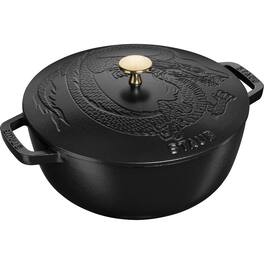 Staub - Cast Iron 3.75-qt Essential French Oven with Dragon Lid - Matte - Black