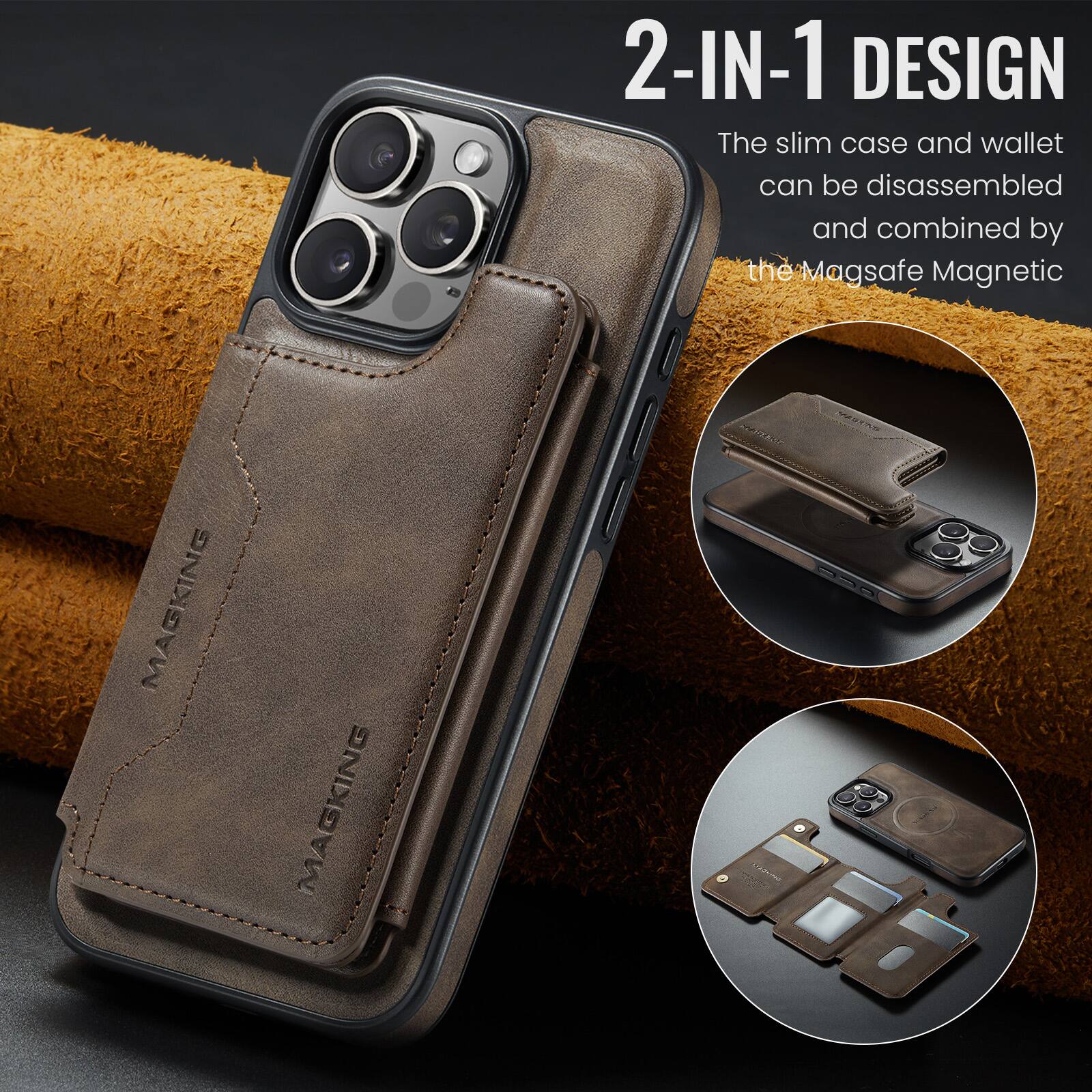 2-IN-1 DESIGN

The slim case and wallet can be disassembled and combined by the Magsafe Magnetic

MAGKING MAGKING CUEO 30 6