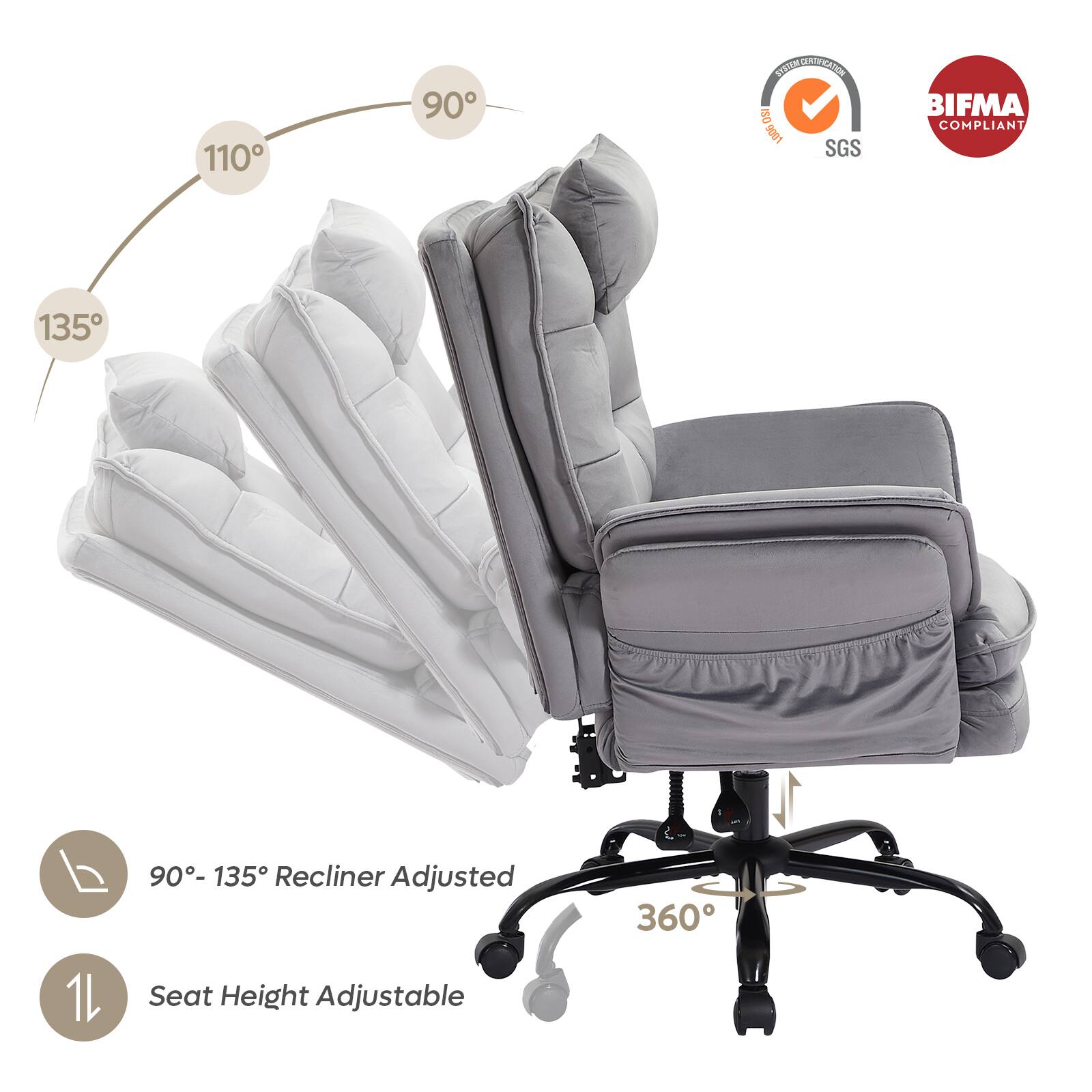 110  
90  
INSERVISTATION ISO 1006 SGS  
BIFMA COMPLIANT  
135  
90-135 Recliner Adjusted  
360  
Seat Height Adjustable