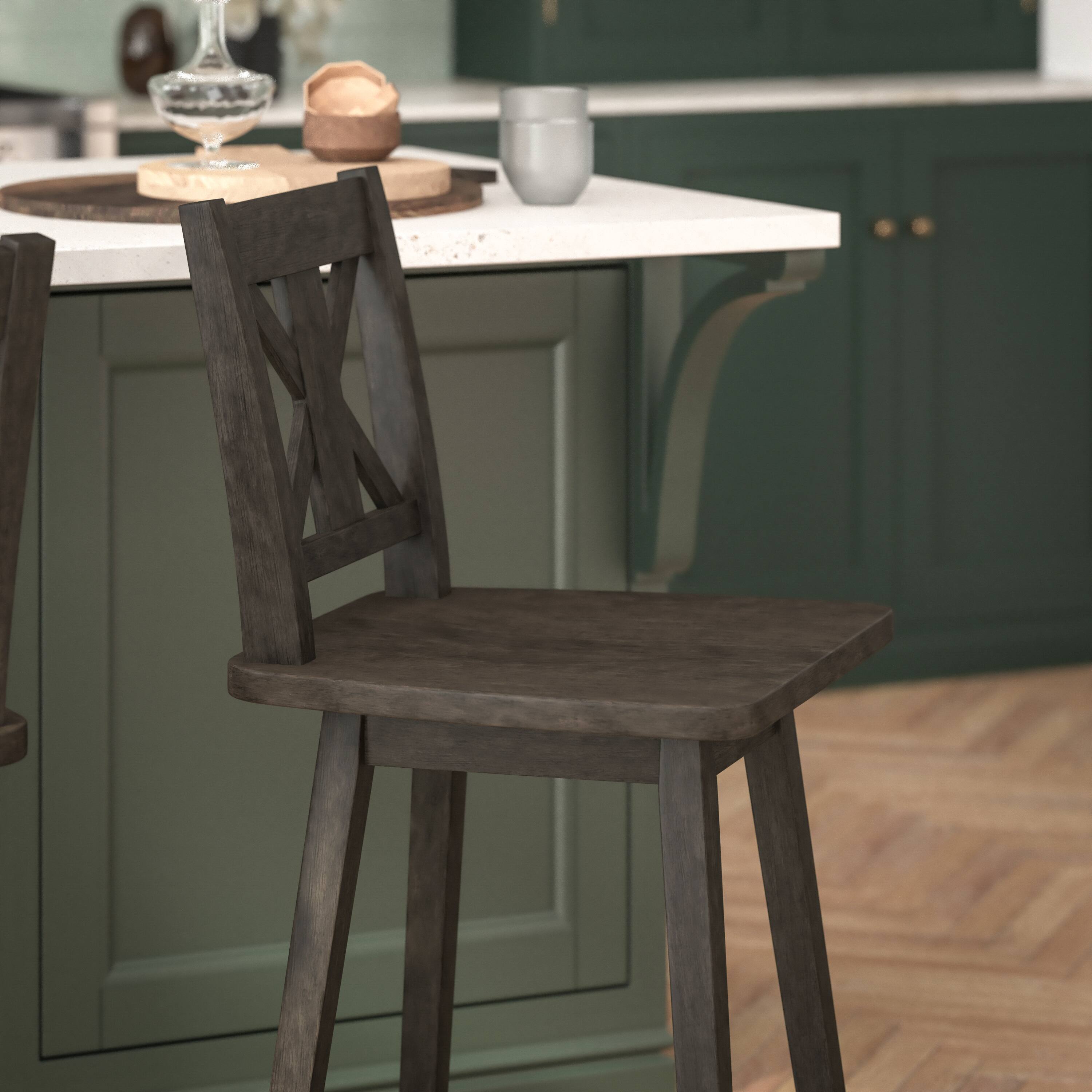 Alt View 4. Flash Furniture - Gwendolyn Commercial Grade Solid Wood Modern Farmhouse Swivel Counter Height Barstool in Gray Wash Walnut - Gray.