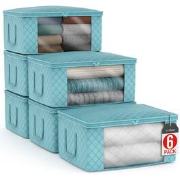 Sorbus - Medium Clothes Storage Bags - Foldable Blanket Storage Bins for Organizing Bedroom, Closet, Clothing - Aqua