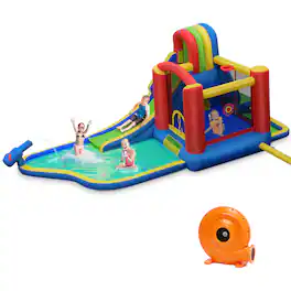 Costway - Inflatable Kid Bounce House Slide Climbing Splash Pool Jumping Castle - Multicolor