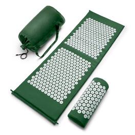 Sorbus - Sivan Acupressure Mat and Pillow Set for Stress, Back & Neck Pain, Acupuncture, Muscle Relaxation, Sciatica, Meditation - Green white