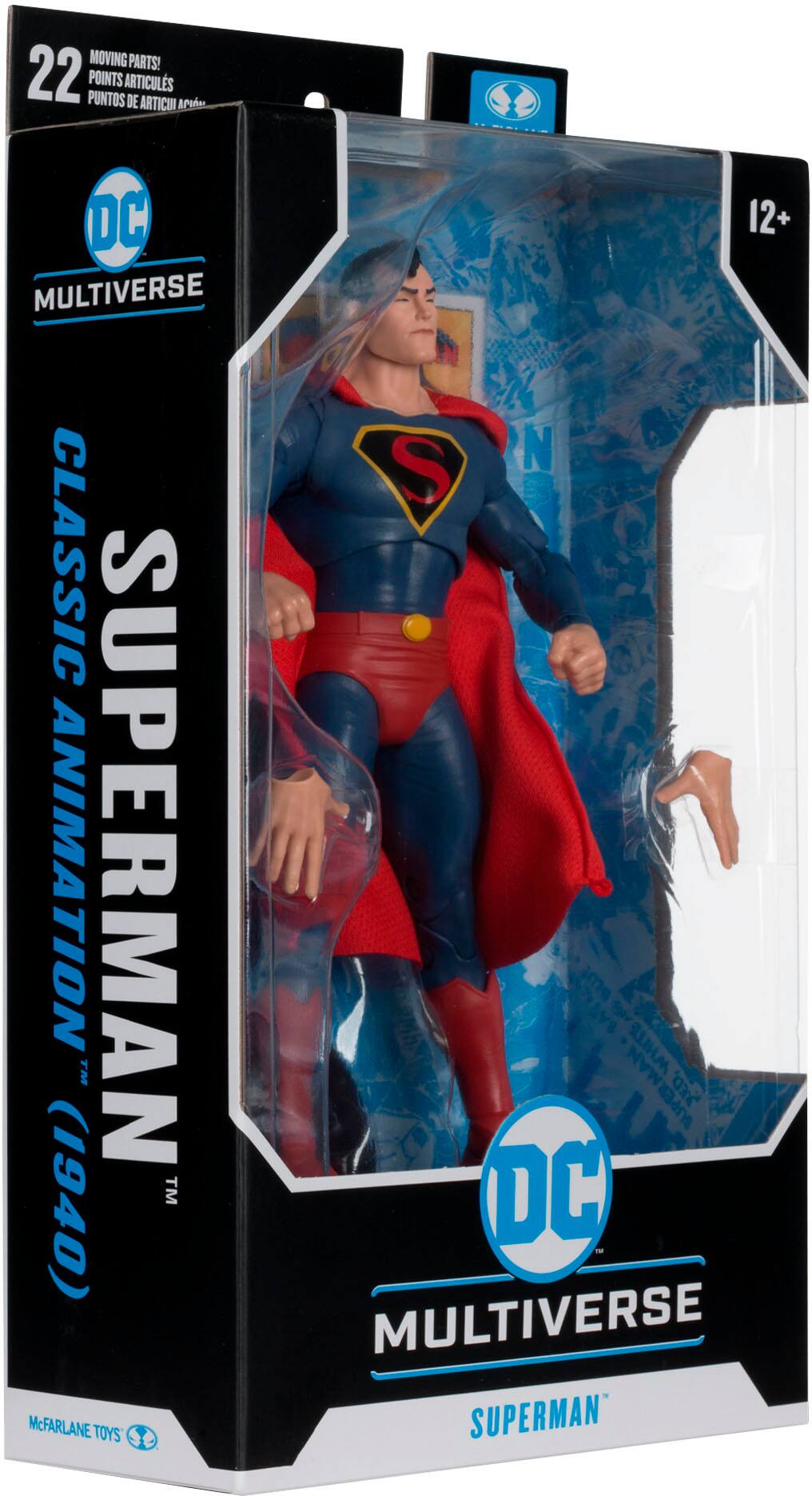 The text on the image reads: "22 points. Classic Animation Superman. DC Multiverse. McFarlane Toys. 1940. DC Multiverse."