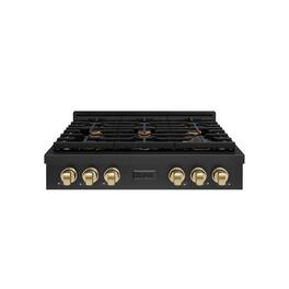 ZLINE - 36 in. Autograph Paramount Rangetop with Bronze Accents (SRTBZ-36-CB) - Black Stainless Steel
