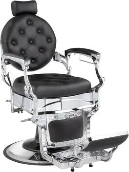 Winado - Heavy Duty Vintage Barber Chair Hydraulic Recline Styling Chair with Adjustable Headrest for Barbershop Salon Beauty Spa - Black/Silver