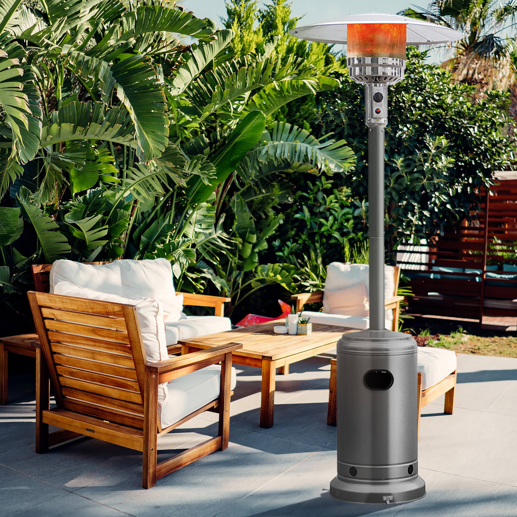 Alt View 9. Costway - Costway 50000 BTU Propane Patio Heater Standing Steel with Wheels - Gray.