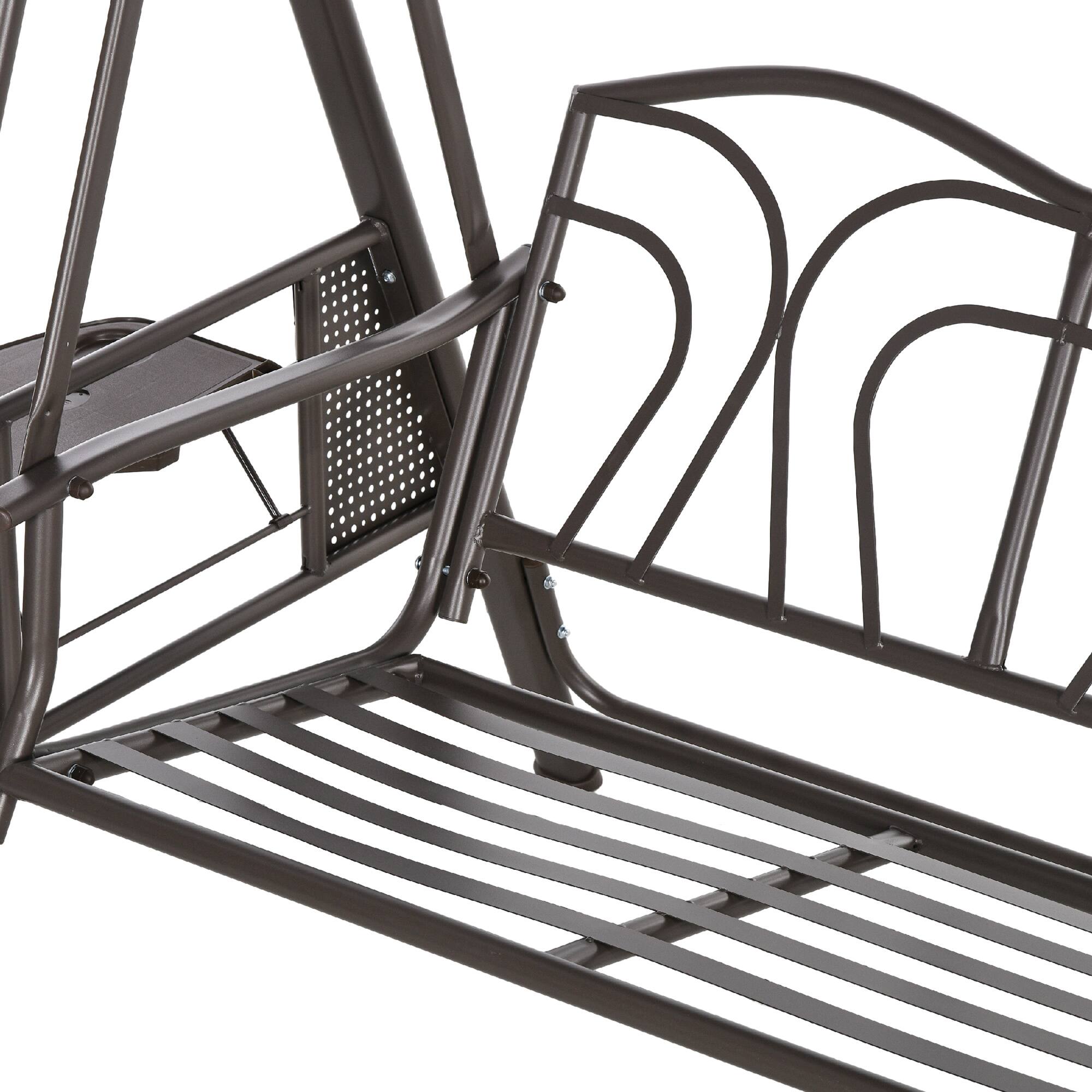 Alt View 7. Outsunny - Outdoor Porch Swing Chair with Adjustable Canopy, Cushion and Pillows for Garden, Poolside - Dark Blue.