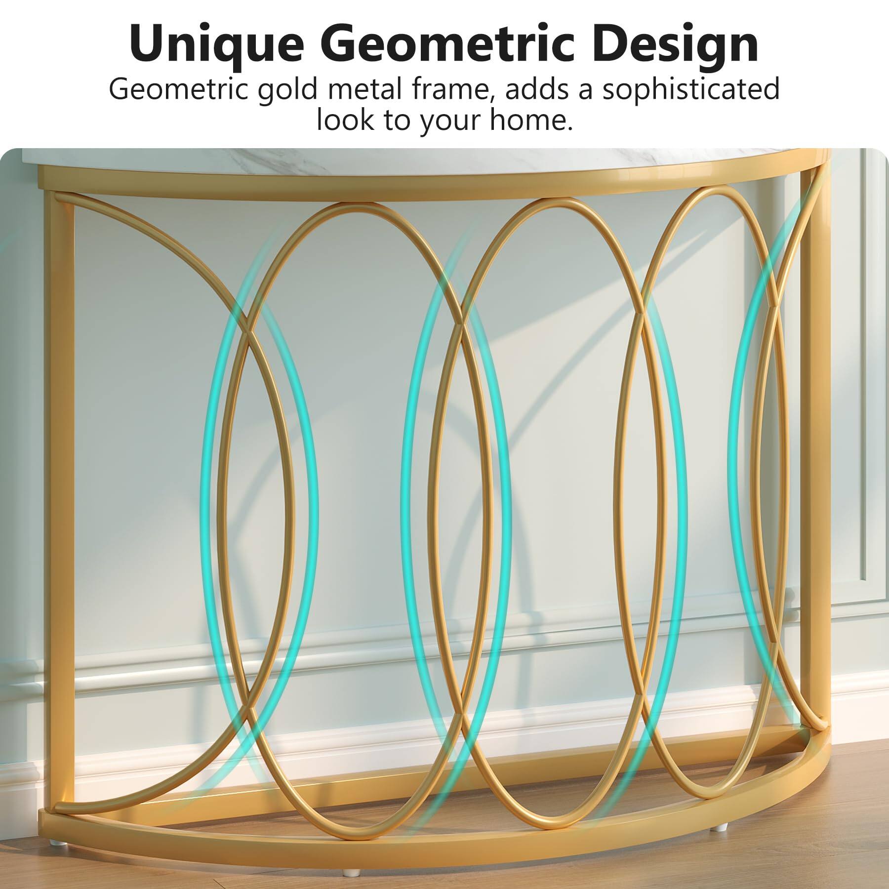 Unique Geometric Design  
Geometric gold metal frame, adds a sophisticated look to your home.