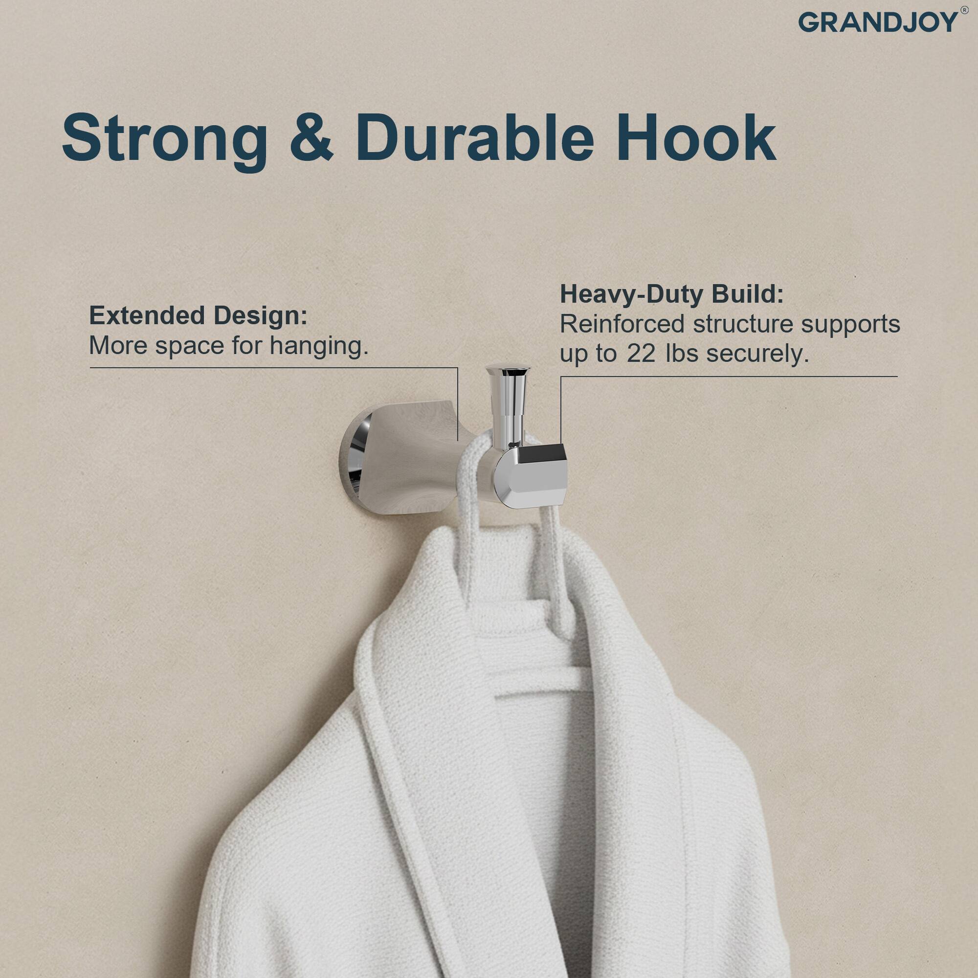 GRANDJOY

Strong & Durable Hook

Extended Design:  
More space for hanging.

Heavy-Duty Build:  
Reinforced structure supports up to 22 lbs securely.