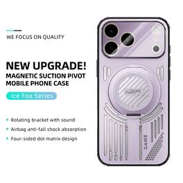 Dteck - Magnetic Case for Apple iPhone 17 Pro Max with Ring Stand, Heat Dissipation Shockproof Cover Built in Lens Protector - Purple