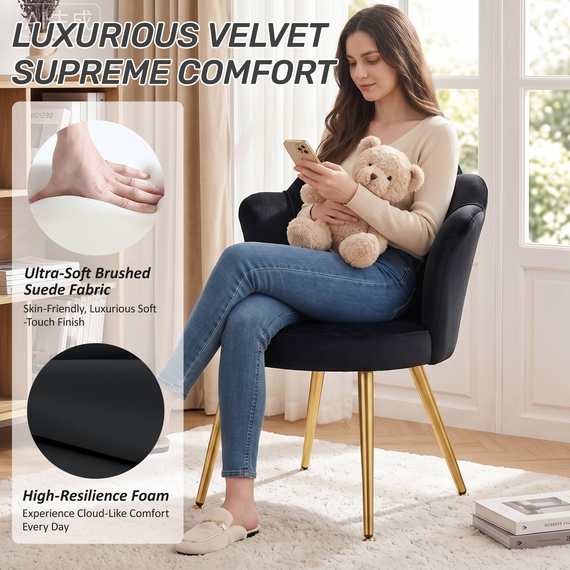 LUXURIOUS VELVET SUPREME COMFORT

Ultra-Soft Brushed Suede Fabric
Skin-Friendly, Luxurious Soft -Touch Finish

High-Resilience Foam
Experience Cloud-Like Comfort Every Day