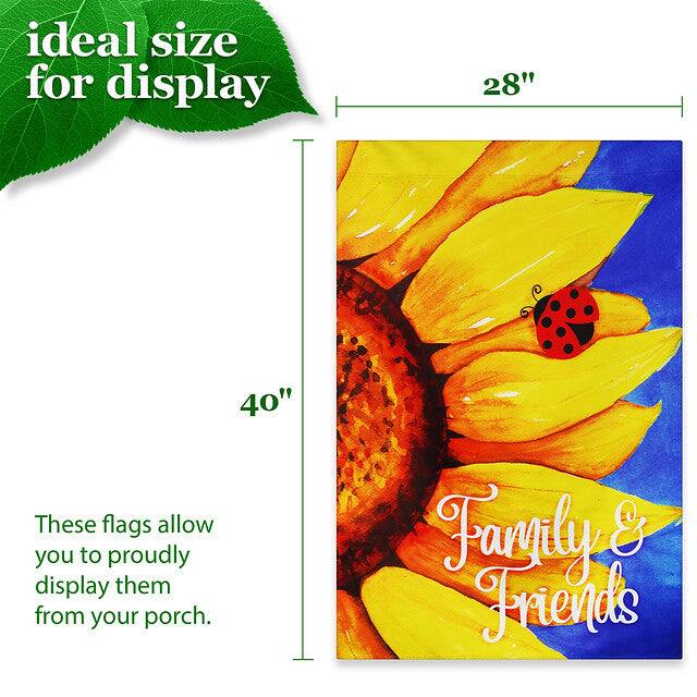 ideal size for display

28" 40"

These flags allow you to proudly display them from your porch.

Family & Friends