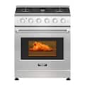 Costway - 30" Natural Gas Range 120V with 5 Burners Cooktop & 4.55 Cu.Ft. Convection Oven - Sliver,Black