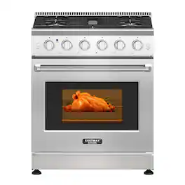Costway - 30" Natural Gas Range 120V with 5 Burners Cooktop & 4.55 Cu.Ft. Convection Oven - Sliver,Black