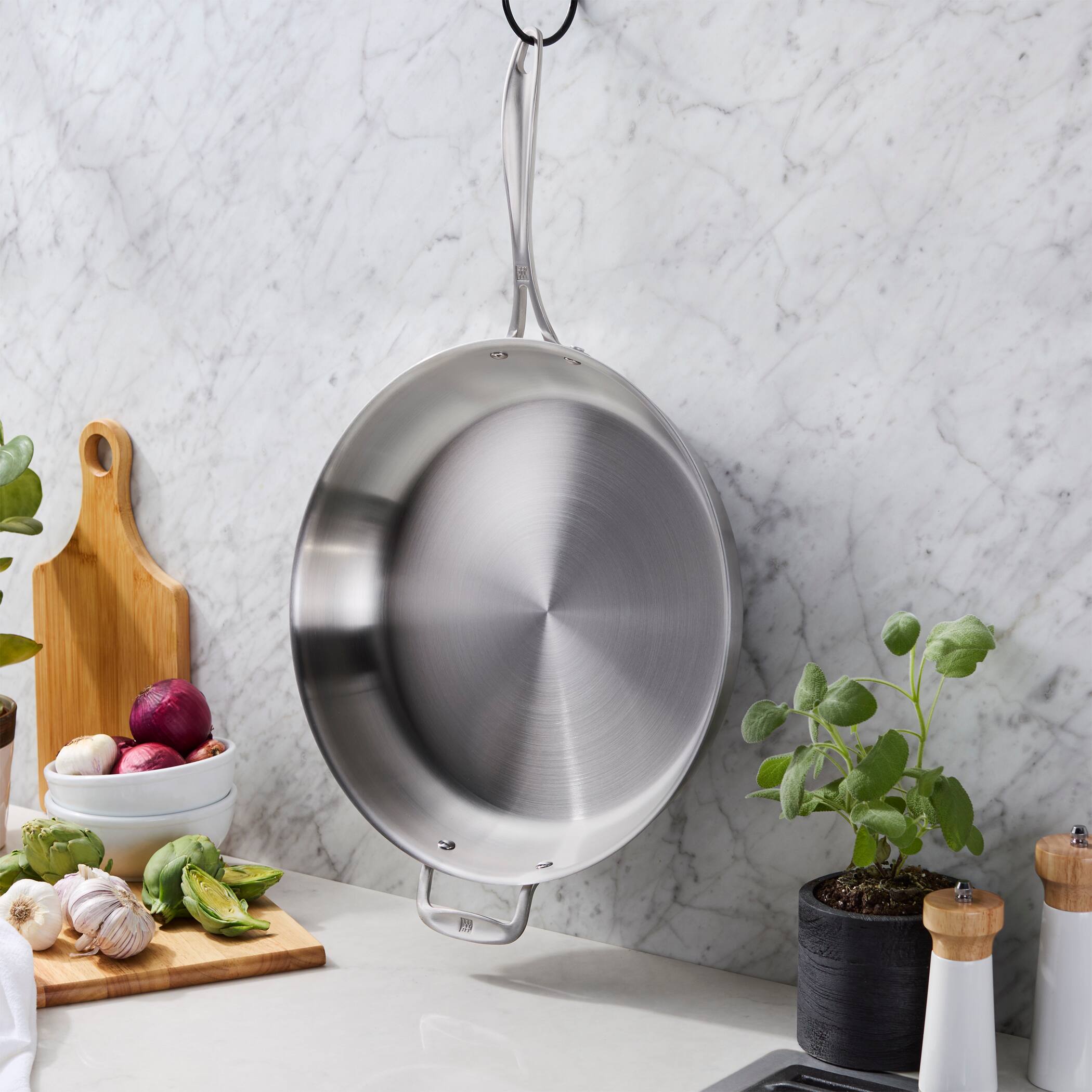 Alt View 1. ZWILLING - ZWILLING Spirit 3-ply 14-inch Stainless Steel Fry Pan - Stainless Steel.