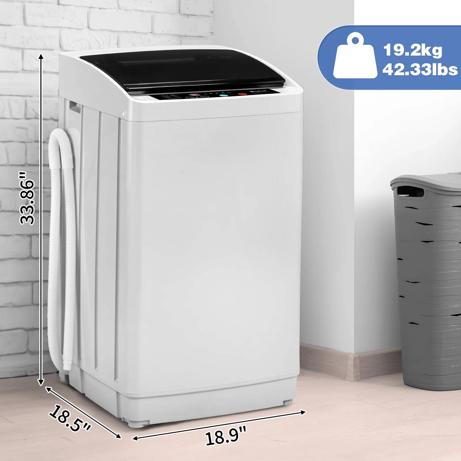 1.5cu.ft Washing Machine, 17.8lbs Capacity Portable Washer and