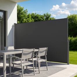 VEVOR - Retractable Side Awning, 71" x 118" Patio Retractable Side Screen with 180 g/m² Polyester Fabric, Waterproof Sunshade - Gray