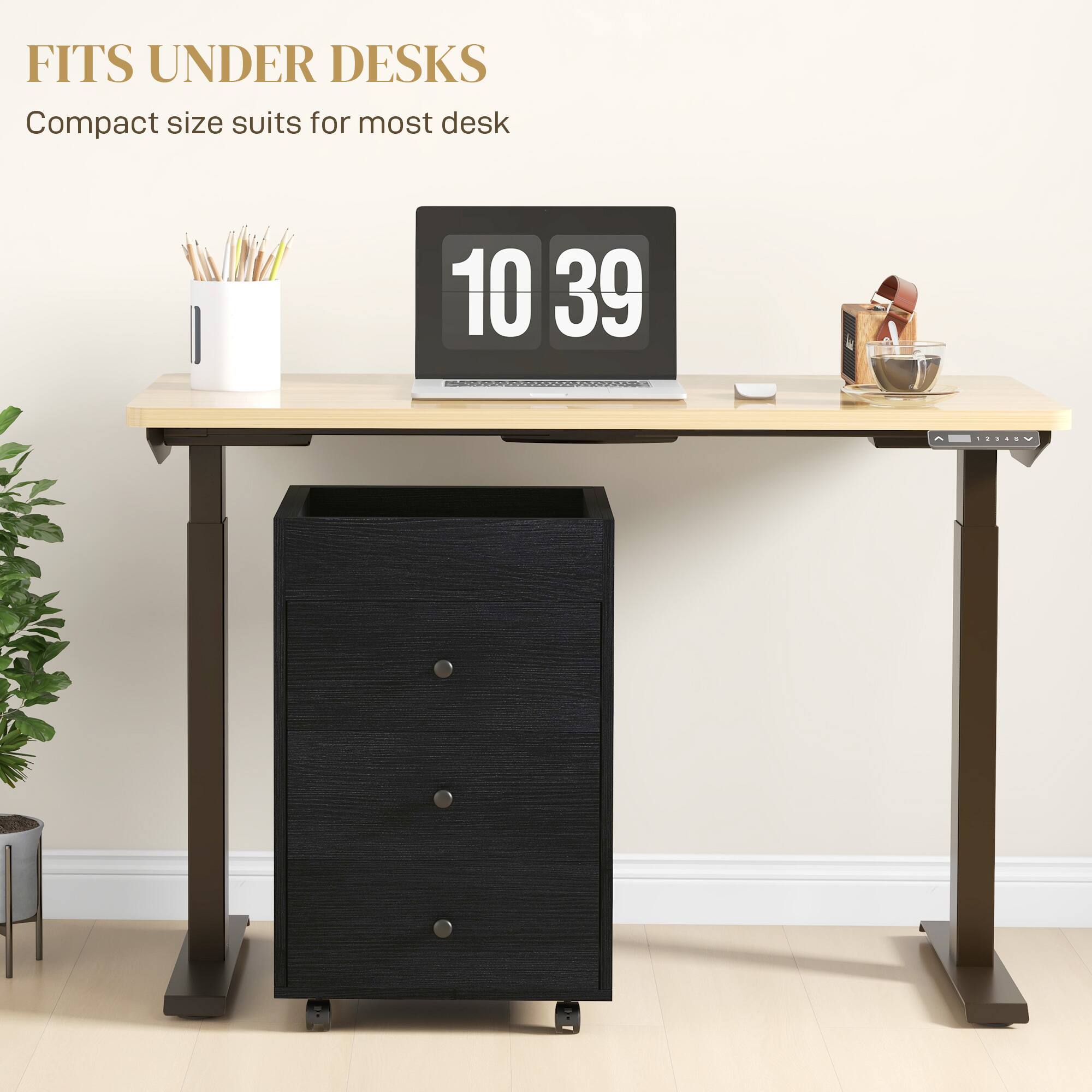 FITS UNDER DESKS  
Compact size suits for most desks