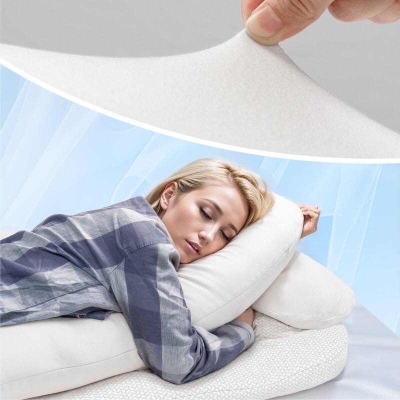 Alt View 3. wowmax - White Side Sleeper Pillow - Ergonomic H-Design for Neck Pain Relief w/ Foam Wedge - White.