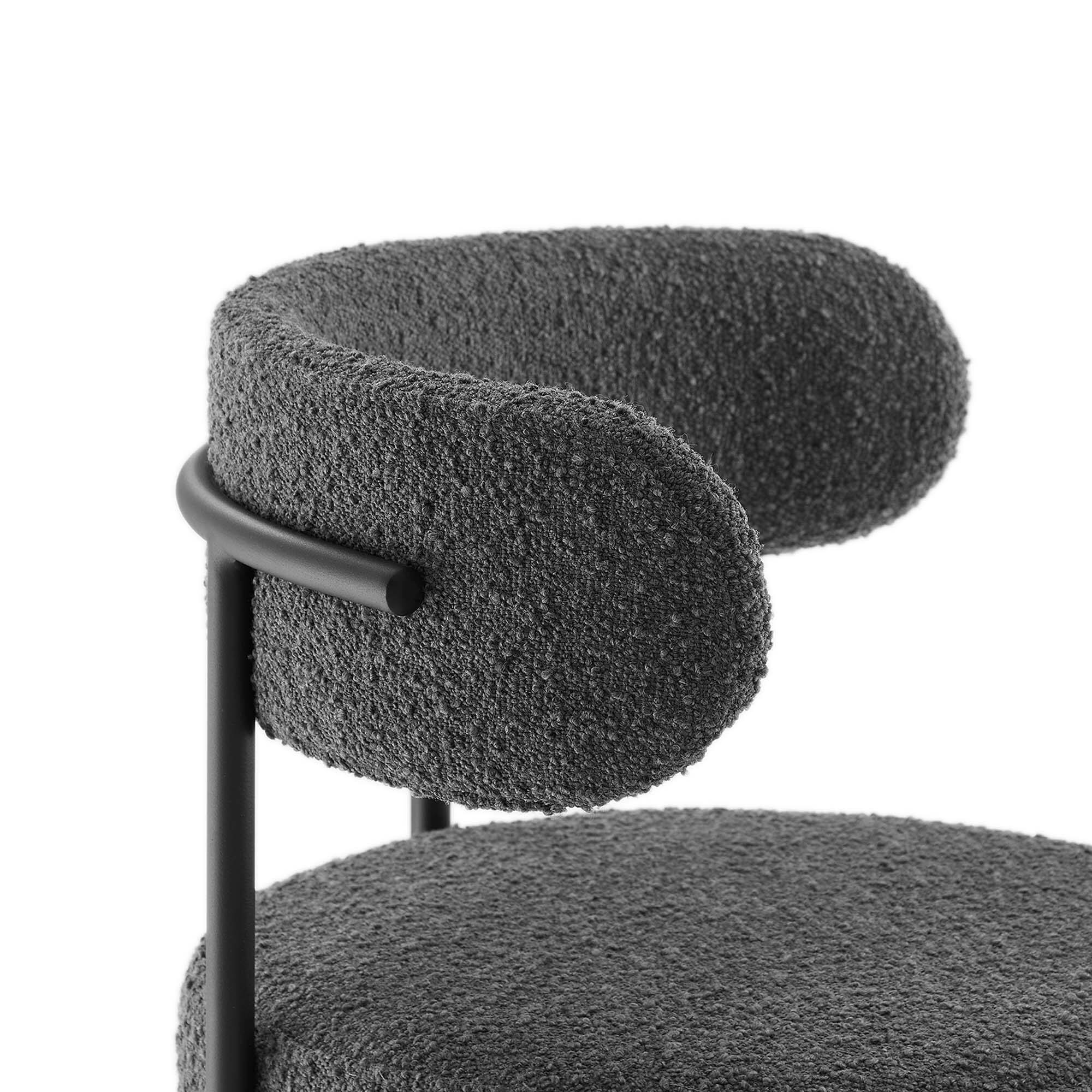 Alt View 7. Modway - Albie Boucle Fabric Counter Stools Set of 2 by Modway - Charcoal Black.